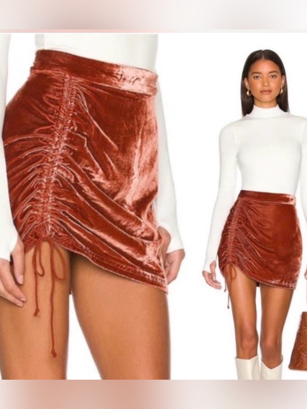 Free People Vivienne Velvet Mini Skirt in the dreamiest rust/copper size 8/M